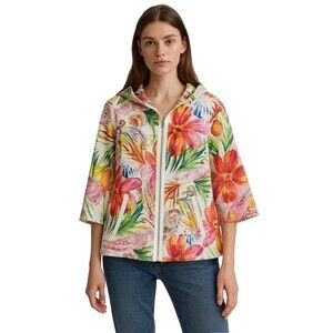 Knit Chic Lifestyle Womens Shacket Lg Artsy Boho Chic Tropical Vacation Floral